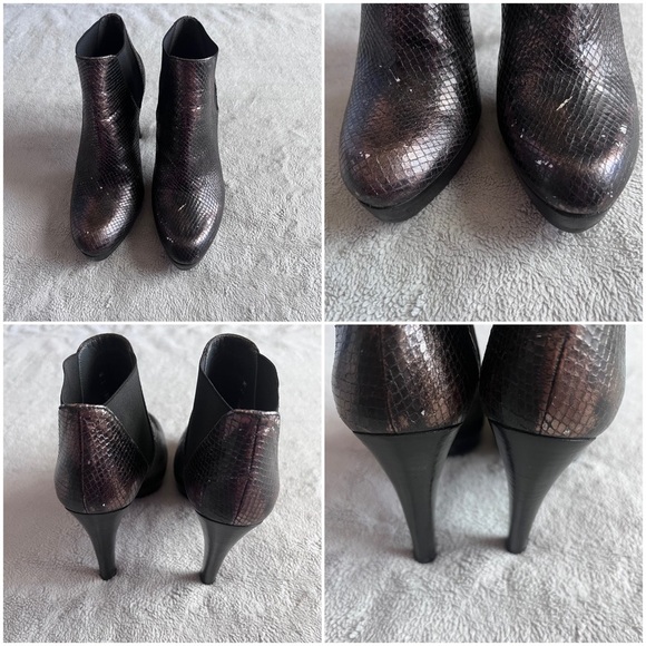 Stuart Weitzman Whoop Heel Leather Chelsea Ankle Boot Bootie Sable Viper Snake - Picture 4 of 13